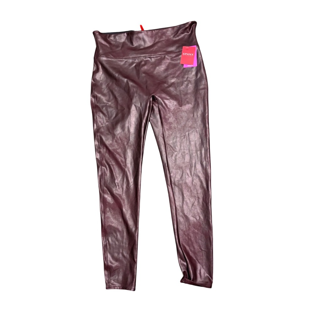 Spanx Faux‎ Leather Leggings in Wine Color sz 1 X New with tags